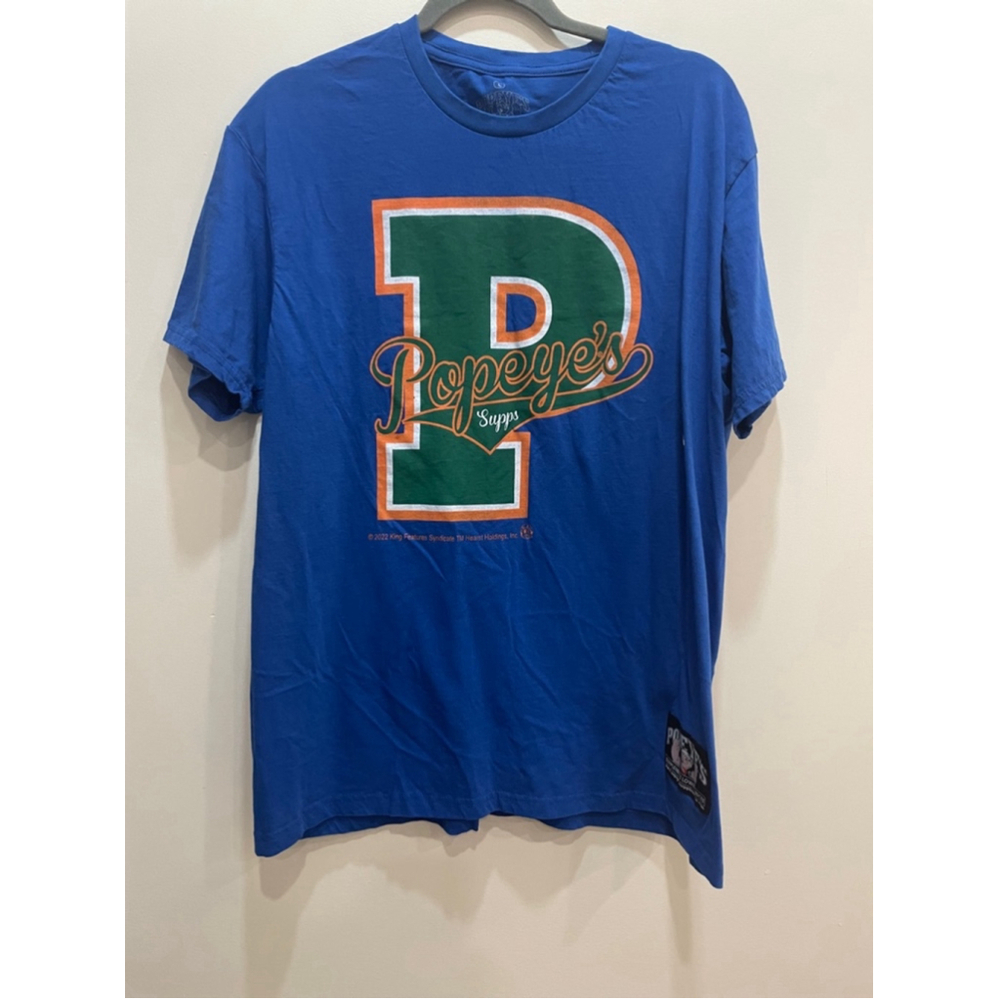 Popeye's Gear Mens Crew TShirt L Workout Gym Supplements Tee 100% Cotton Muscles